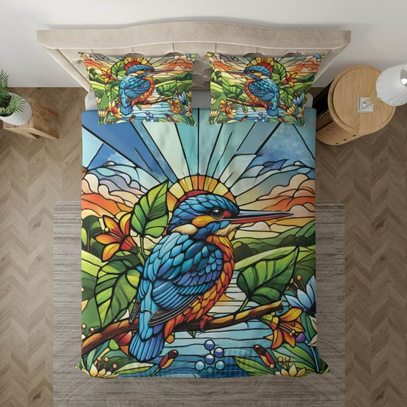 Lotusprinthandmade Kingfisher Bird Animal 3D Bedding Set (Made in Vietnam) (78x88), Durable And High-Quality Animal-Themed Bedding