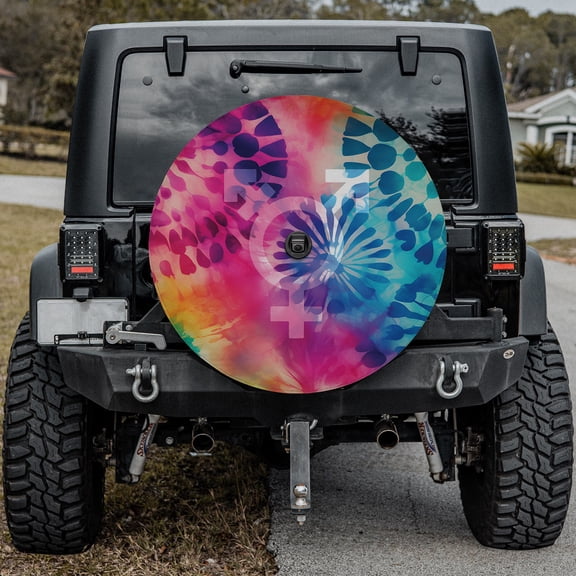 Lotusprinthandmade LGBTQ Spare Tire Cover With Backup Camera Hole 6 Sizes (28 in.)