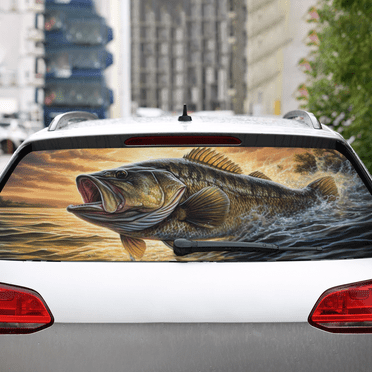 Lotusprinthandmade Largemouth Bass Fishing Rear Window Car Decal 3 Sizes (14x53 Inches)