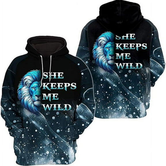 Lotusprinthandmade Lion Couple She Keeps Me Wild Hoodie 3D S-5XL Multicolor