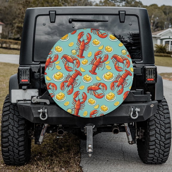 Lotusprinthandmade Lobster and Butter Lovers Spare Tire Cover Without Backup Camera Hole 6 Sizes (27 in.)