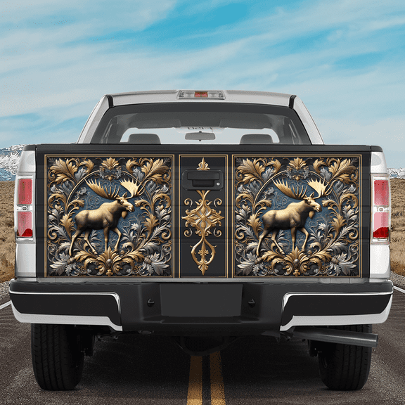 Lotusprinthandmade Love Alaska Moose Animal 3D Tailgate Wrap 2 Sizes (26"x66")