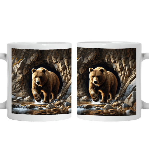 Lotusprinthandmade Love Bear Animal 3D White Ceramic Mug (11oz) (Made In US), Collectible Animal-Themed 3D Mug, Animal-Themed 3D Drinkware