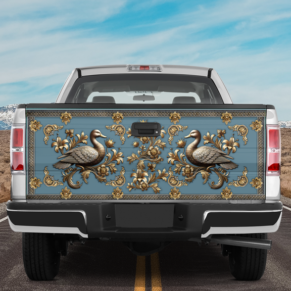 Lotusprinthandmade Love Duck Animal 3D Tailgate Wrap 2 Sizes (24"x58"), Animal Graphic Tailgate Wrap