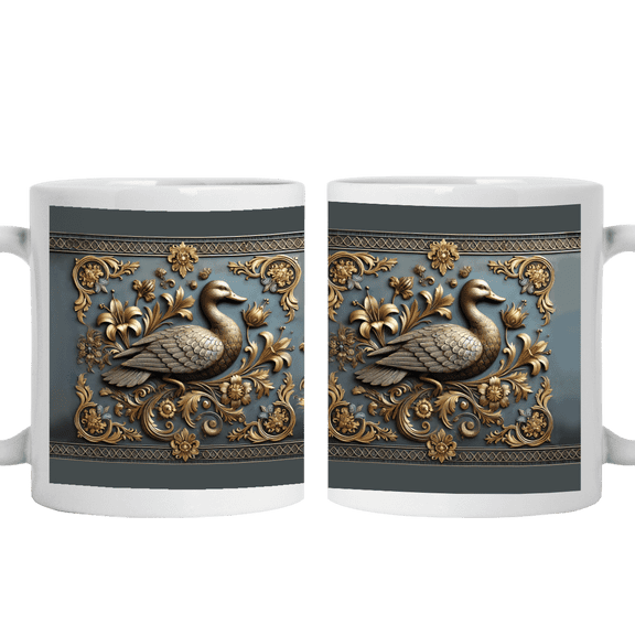 Lotusprinthandmade Love Duck Animal 3D White Ceramic Mug (11oz)