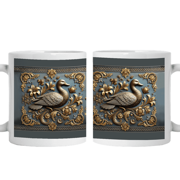 Lotusprinthandmade Love Duck Animal 3D White Ceramic Mug (11oz) (Made In US), Collectible Animal-Themed 3D Mug, Animal-Themed 3D Drinkware