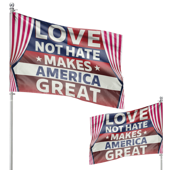 Lotusprinthandmade Love Not Hate Makes America Great 100% Polyester House Flag 29.5 x 39.5 inches