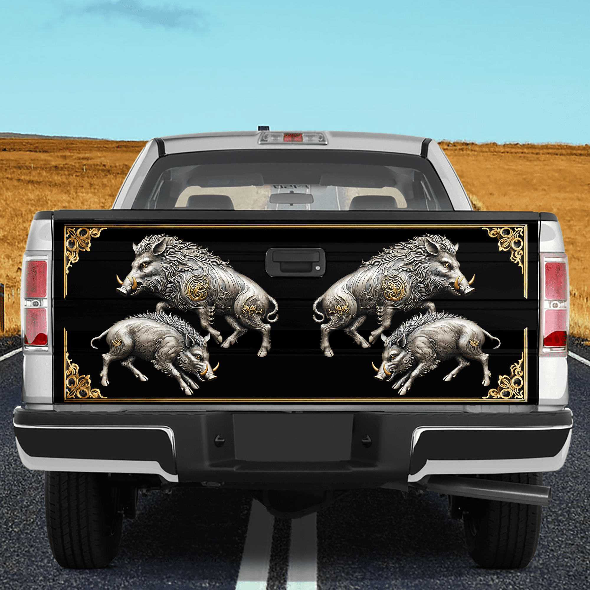 Lotusprinthandmade Love Pig Animal 3D Tailgate Wrap 2 Sizes (26