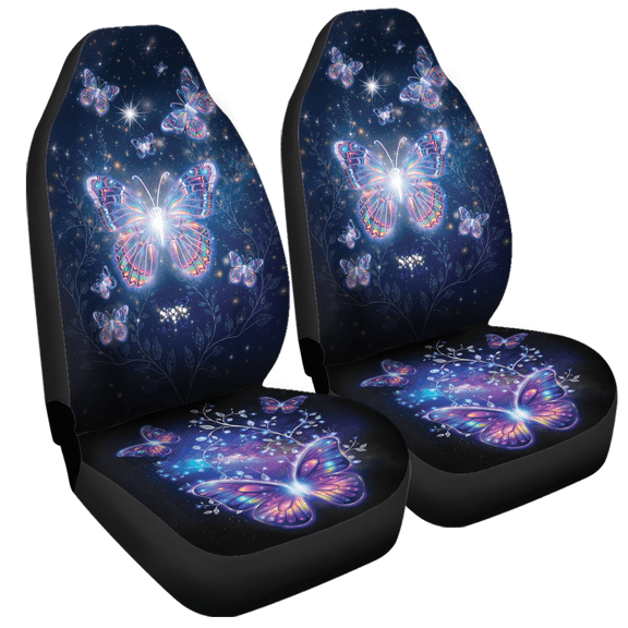 Lotusprinthandmade Luminous Galaxy Butterfly Front Car Seat Cover One Size – Animal Seat Cover