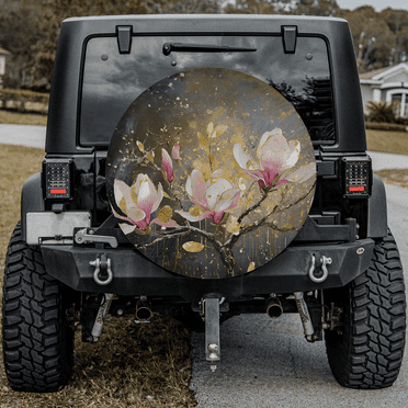 Lotusprinthandmade Magnolia Flowers Spare Tire Cover Without Backup Camera Hole 6 Sizes (27 in.)