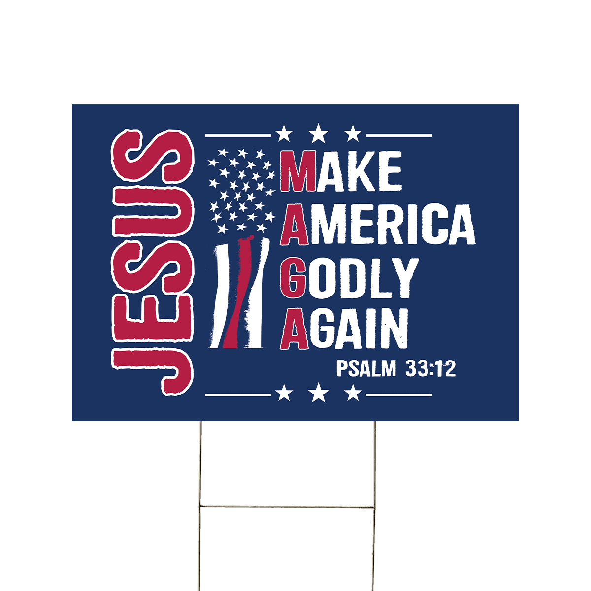 Lotusprinthandmade Make America God Again Patriotic Jesus Lovers Yard Sign 2 Sizes (18x12 inches)