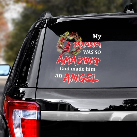 Lotusprinthandmade Memorial Grandpa Transparent Vinyl Decal (6x9 Inches), Memorial Car Decal