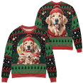 thumbnail image 1 of Lotusprinthandmade Merry Christmas Cute Golden Retriever Multicolor Print Crew-neck Sweatshirt 3D (Made in Vietnam) S-5XL (L), 1 of 5