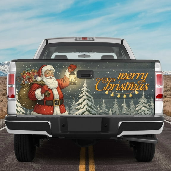 Lotusprinthandmade Merry Christmas Tailgate Wrap 2 Sizes (24"x58"), holiday truck decal, festive car graphic, christmas pickup wrap