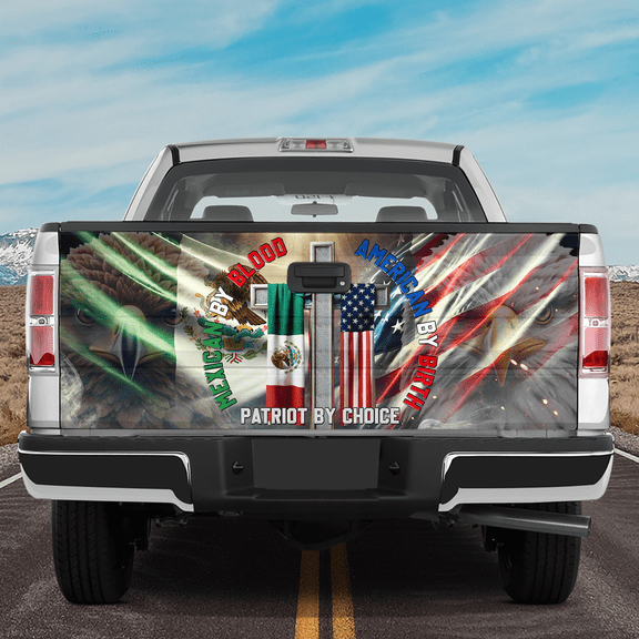 Lotusprinthandmade Mexican America Eagle Us Flag Patriotic Tailgate Wrap 24"x58", Mexican Truck Tailgate Decal Wrap