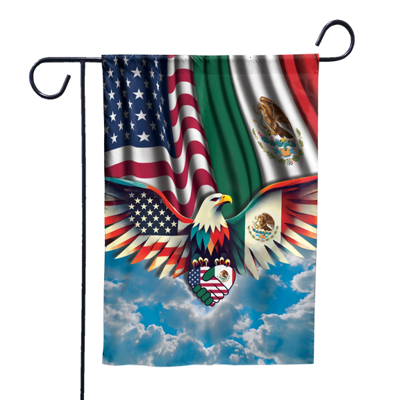 Lotusprinthandmade Mexican America Friendship Eagle Patriotic 100% Polyester Garden Flag 28x40 inches