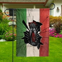Lotusprinthandmade Mexican Flag Santa Muerte 100% Polyester Garden Flag 12x18 inches, Gift Idea for Enthusiasts