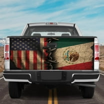 Lotusprinthandmade Mexican and America Flag Tailgate Wrap 2 Sizes (24"x58"), mexico us flag tailgate decal, us and mexico flag truck wrap