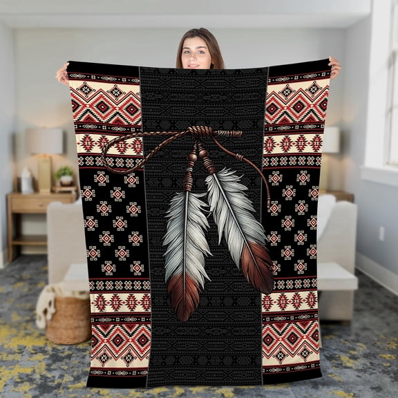 Lotusprinthandmade Native America Fleece Blanket 2 Sizes (60"x50")