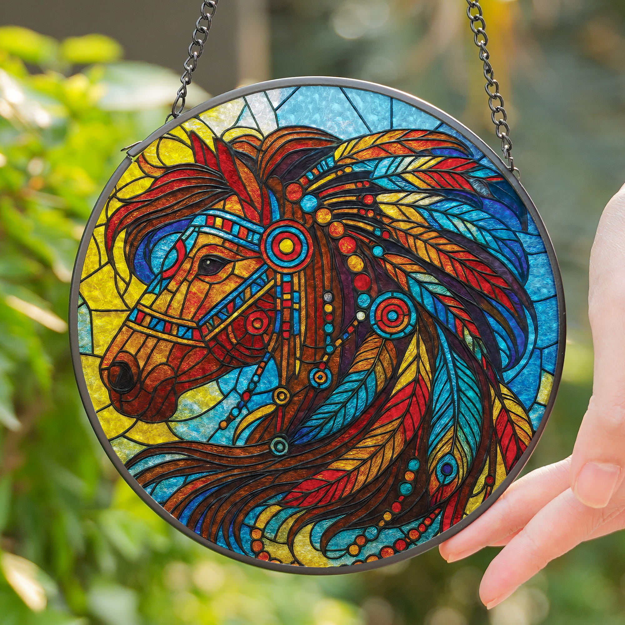 Lotusprinthandmade Native America Inspired Horse Stained Glass ...