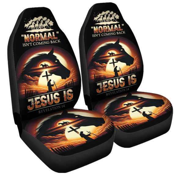 Lotusprinthandmade Normal Isn't Coming Back but Jesus is Cross Christian Front Car Seat Cover One Size Universal fit