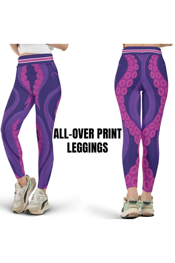 Octopus Print All-over Print Leggings XS-5XL (2XL), Fantasy Leggings for Lovers