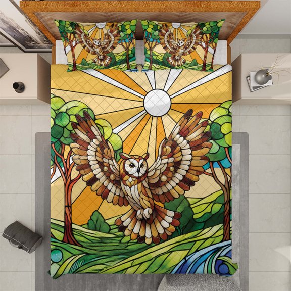 Lotusprinthandmade Owl Halloween Decor Quilt Bedding Set (Fold Hem) 5 Sizes (Made in Vietnam) (80x90), Soft And Warm Quilt