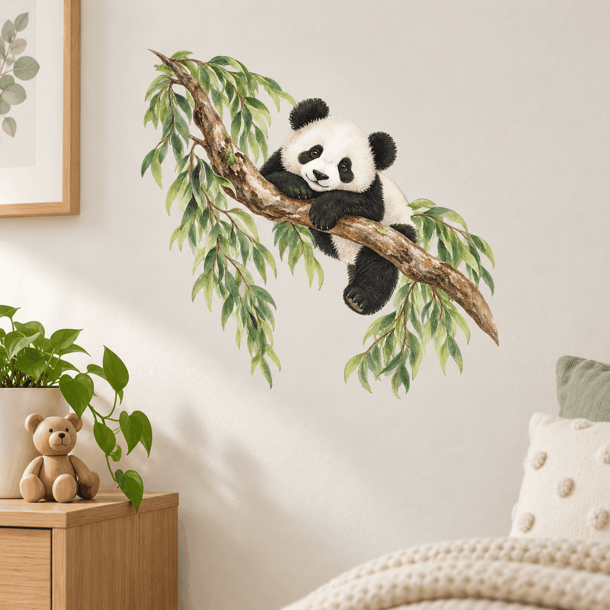 Lotusprinthandmade Panda Branch Transparent Vinyl Decal, Cute Bamboo ...