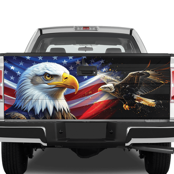 Lotusprinthandmade Patriotic America Flag Eagle Tailgate Wrap 2 Sizes (24"x58") – Eagle Graphic Truck Wrap
