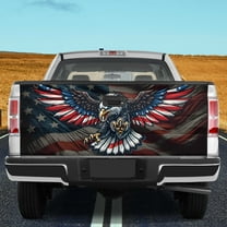 Lotusprinthandmade Patriotic Bald Eagle with US Flag Tailgate Wrap 2 Sizes (24"x58"), patriotic eagle tailgate wrap, us flag truck decal