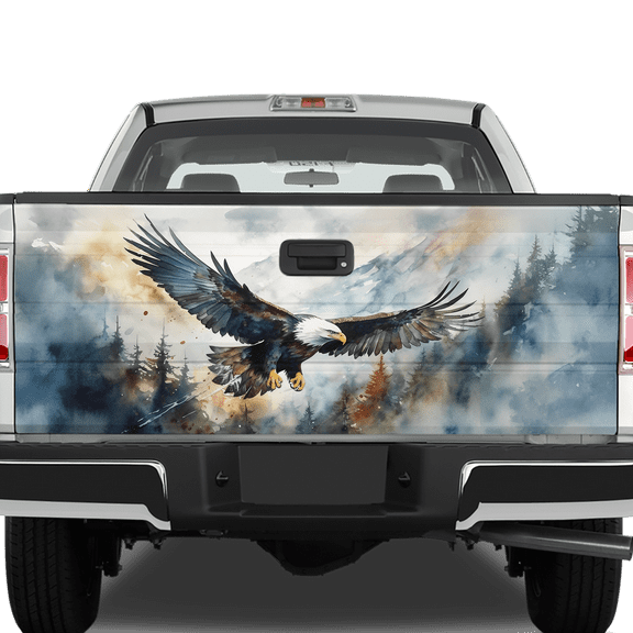 Lotusprinthandmade Patriotic Eagle Tailgate Wrap 2 Sizes (26"x66"), Patriotic-Themed Tailgate Decal, Bald Eagle Truck Tailgate Graphic