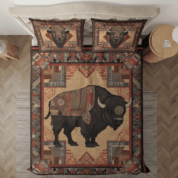 Lotusprinthandmade Pattern Native America Bison Bedding Set