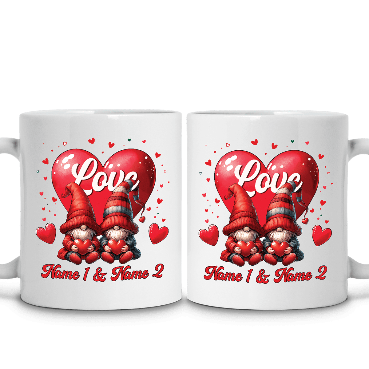 Lotusprinthandmade Personalised Name Gnomes Valentines Day White Ceramic Mug 15oz Made In Us 3076