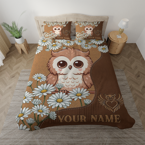Lotusprinthandmade Personalized 3D Cute Owl Bedding Set (Made in Vietnam) (60x80), Adorable Owl Design Bedding Set