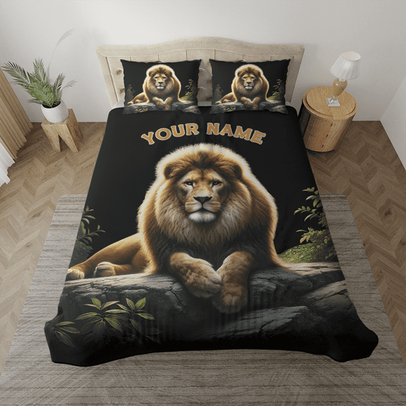 Lotusprinthandmade Personalized 3D Lion Lovers Bedding Set (Made in Vietnam) (60x80), Lion Animal Bedding Set