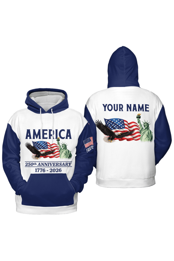 Personalized 250th America Anniversary Hoodie 3D Multicolor (L)