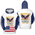 thumbnail image 1 of Lotusprinthandmade Personalized 250th America Anniversary Hoodie 3D Multicolor (S), 1 of 5