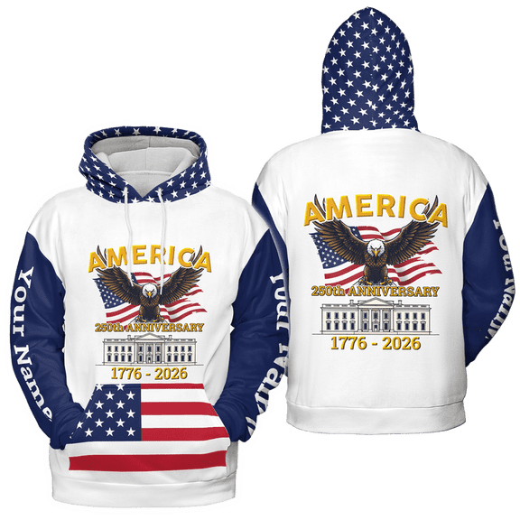 Lotusprinthandmade Personalized 250th America Anniversary Hoodie 3D Multicolor (S)