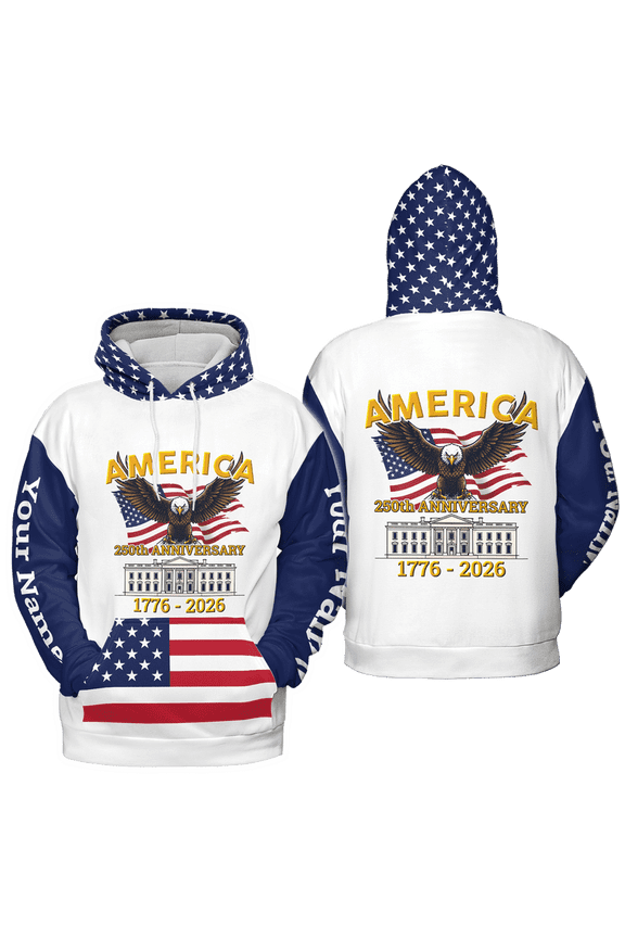 Personalized 250th America Anniversary Hoodie 3D Multicolor (S)
