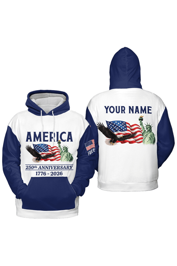 Personalized 250th America Anniversary Hoodie 3D Multicolor (S)