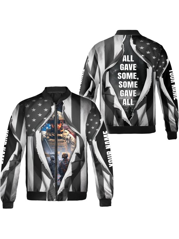 Personalized America Flag Veteran Eagle All-over Print Bomber Jacket S-5XL Multicolor (M), custom veteran bomber jacket