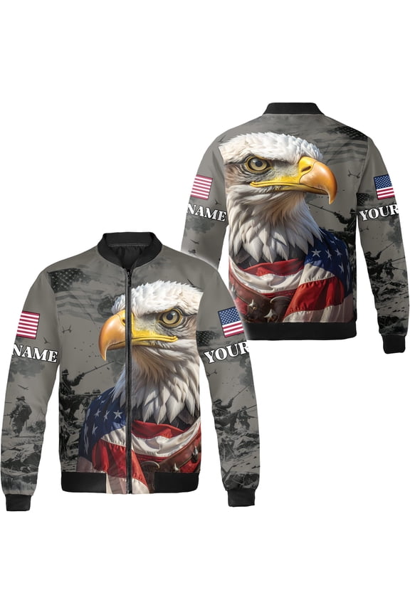 Personalized America Flag Veteran Eagle All-over Print Bomber Jacket S-5XL Multicolor (XL), custom veteran bomber jacket