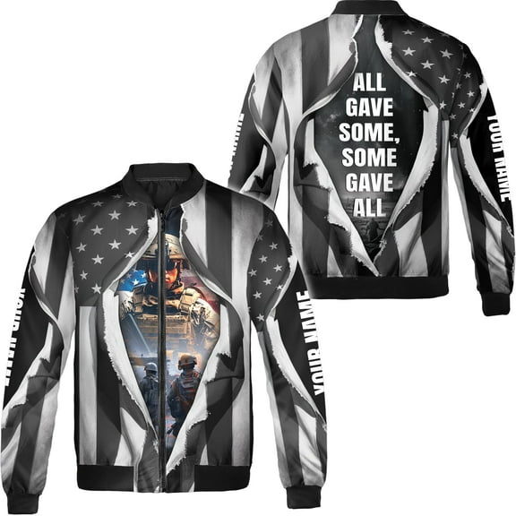 Lotusprinthandmade Personalized America Flag Veteran Eagle All-over Print Bomber Jacket S-5XL Multicolor (XL), custom veteran bomber jacket