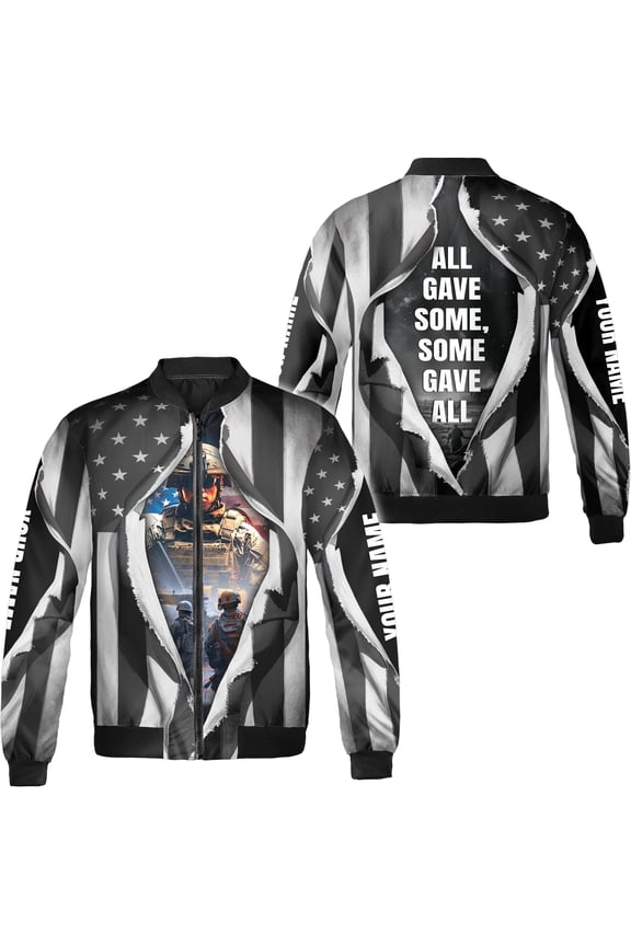 Personalized America Flag Veteran Eagle All-over Print Bomber Jacket S-5XL Multicolor (XL), custom veteran bomber jacket