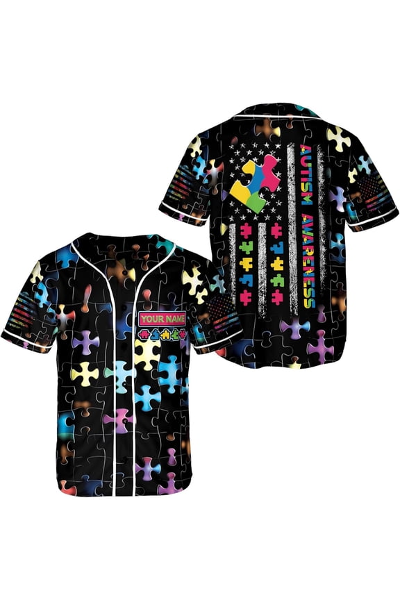 Personalized Autism Awareness Baseball Jersey XS-5XL Multicolor (S), custom name autism jersey, autism themed baseball shirt