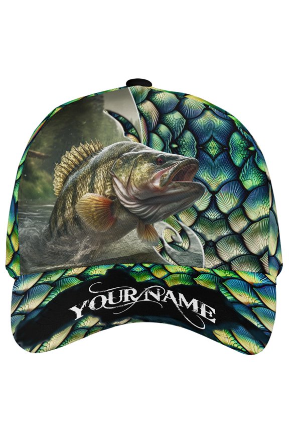 Personalized Bass Fishing Classic Baseball Cap One Size Multicolor, Fishing Cap