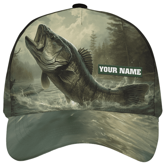 Lotusprinthandmade Personalized Bass Fishing Classic Baseball Cap One Size Multicolor, Fishing Cap