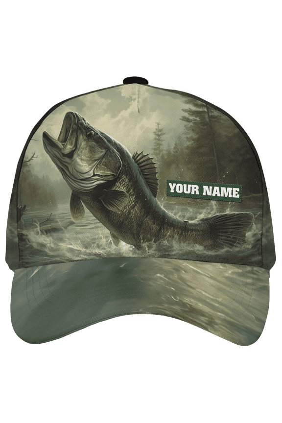 Personalized Bass Fishing Classic Baseball Cap One Size Multicolor, Fishing Cap