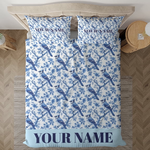 Lotusprinthandmade Personalized Blue Jay Bedding Set, Multicolor, 104x88 – Blue Jay Comfort Bedding Set