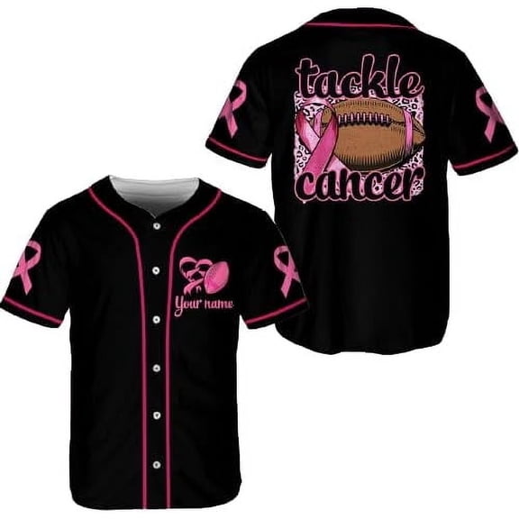 Lotusprinthandmade Personalized Breast Cancer Warrior Unisex Baseball Jersey XS-5XL Multicolor